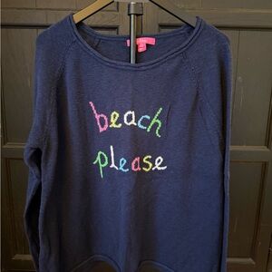 Lilly Pulitzer Navy Sweater with Colorful Text